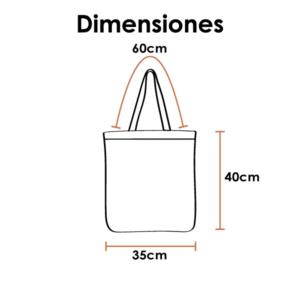 Bolsa de manta de 35×40 cm plana. Tote bag canvas clásica