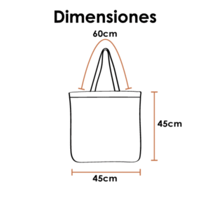 Bolsa de manta de 45×45 cm en forma cuadrada plana. Tote bag cuadrada grande.